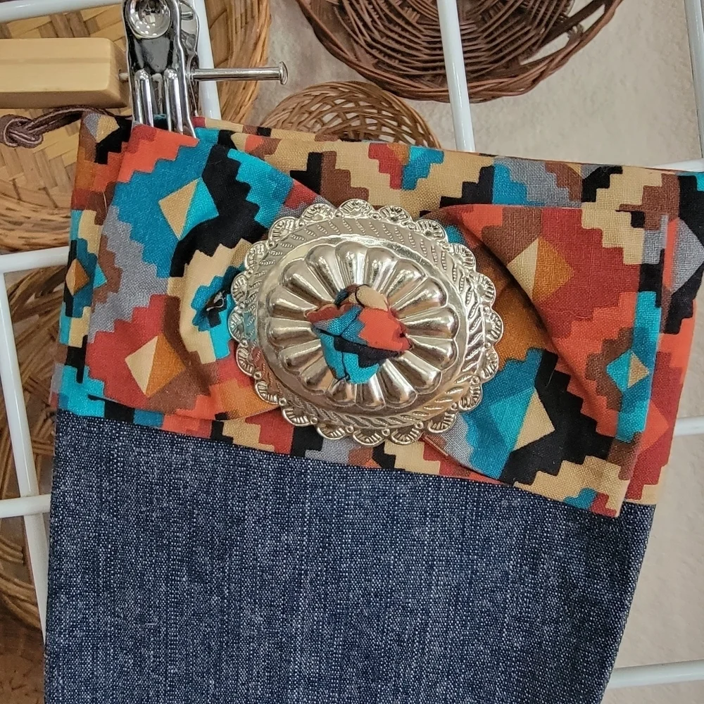 Southwestern Western Denim Christmas Stockings
